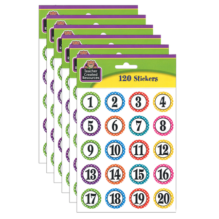 TEACHER CREATED RESOURCES Polka Dots Numbers Stickers, PK720 TCR3567